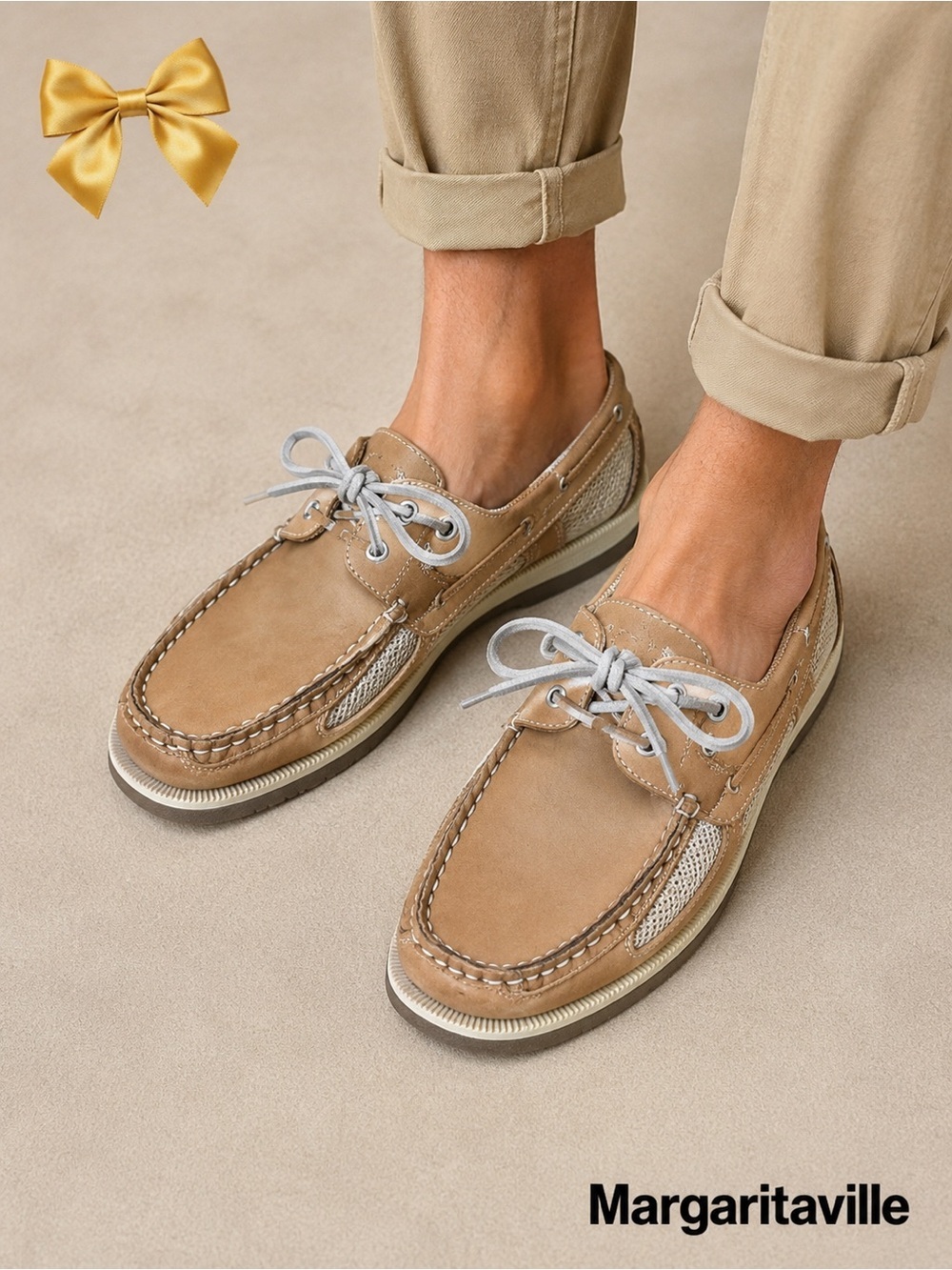 Margaritaville Tan Leather Boat Shoes Size 11